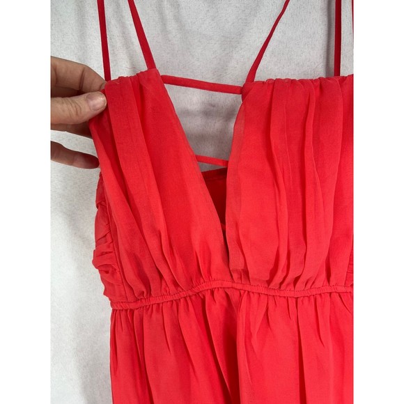 Quiro Aggie Dress Coral Orange Flowy Mini Dress Beach Cover Ties Large Day - Picture 2 of 4